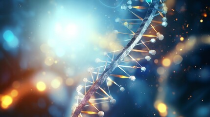 Poster - A mesmerizing animation of a digital DNA molecule, its segments glowing with the light of hope, symbolizing the potential of genetics to improve human health.