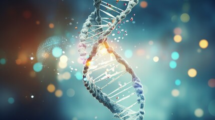 Poster - A mesmerizing animation of a digital DNA molecule, its structure morphing into various medical symbols and icons, representing the diverse applications of genetics in medicine.
