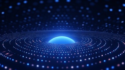 Poster - A mesmerizing animation of expanding and contracting circles, creating a hypnotic seamless grid on a dark blue background.