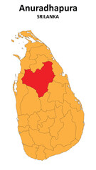 Poster - Anuradhapura Map is highlighted on the Srilanka map with detailed state and region outlines.