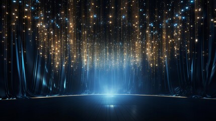Poster - A mesmerizing cascade of flashing LED lights shimmers against a backdrop of cascading curtains, setting the stage for an unforgettable awards gala.