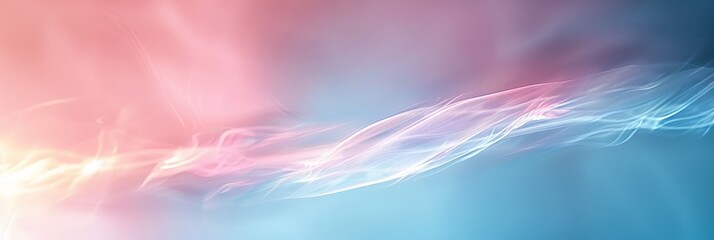 Wall Mural - a wide-angle view of a gentle movement of a light blue and pink blurred background with shining ligh