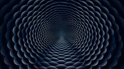 Fototapete - A mesmerizing optical illusion of circles that appear to rotate and intertwine, creating a mesmerizing seamless grid on a dark blue background.