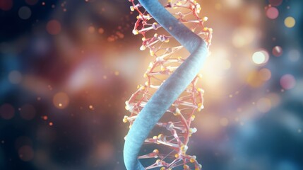 Poster - A microscopic view animation of a digital DNA molecule, its structure interacting with cellular components, highlighting the role of DNA in cellular processes.