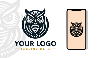 Sticker - Owl Vector Logo Embrace the All-Seeing Eyes, Silent Flight, and Enigmatic Aura with the Enchanting Owl Vector Logo