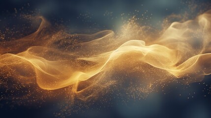 Leinwandbilder - A stunning abstract background with sparkling gold particles intermingling with wispy smoke trails.