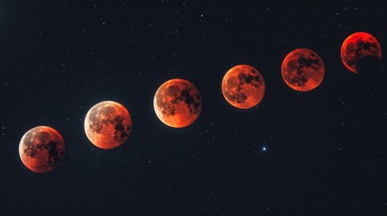 Wall Mural - a series of red moons in the sky