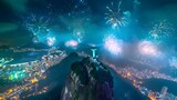 Spectacular Fireworks Display over Christ the Redeemer in Rio de Janeiro at Night