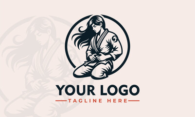 Sticker - Jiu-Jitsu Woman Vector Logo Embrace the Unwavering Spirit, Martial Arts Prowess, and Beauty of Jiu-Jitsu Women with the Enchanting Jiu-Jitsu Woman Vector Logo