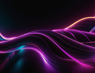 Wall Mural - Colorful abstract light waves on black background. Abstract design or digital artwork of glowing light energy wave with dark background. Digital art and design concept for wallpaper and print.