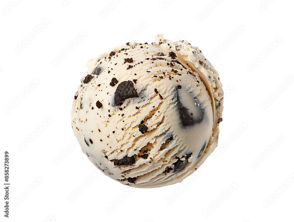 Cookies and cream ice cream scoop isolated on transparent or white ...