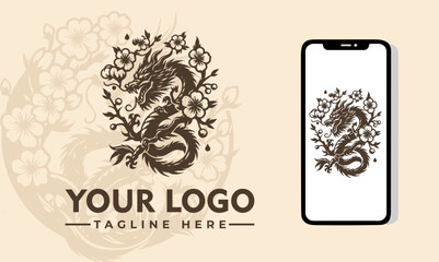 Blossom Dragon Vector Logo Embrace the Intertwining Flowers, Majestic Dragon, and Mythical Charm with the Enchanting Blossom Dragon Vector Logo Symbolize Growth, Transformation, and the Balance