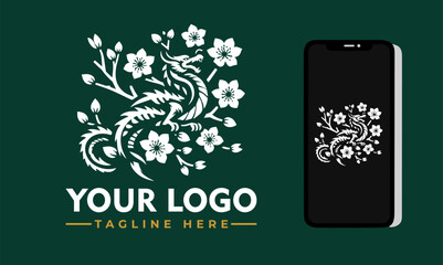 Blossom Dragon Vector Logo Embrace the Intertwining Flowers, Majestic Dragon, and Mythical Charm with the Enchanting Blossom Dragon Vector Logo Symbolize Growth, Transformation, and the Balance