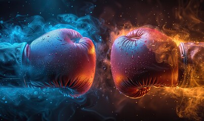 Wall Mural - eye-catching poster of boxing gloves ready for action, leaving ample space for your message or brand