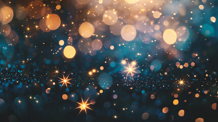 Wall Mural - abstract christmas background with bokeh defocused lights and stars