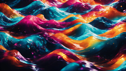 Wall Mural - create an abstract background image featuring vibrant, flowing waves of colors. the scene should hav