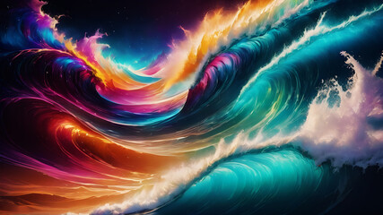 Wall Mural - create an abstract background image featuring vibrant, flowing waves of colors. the scene should hav