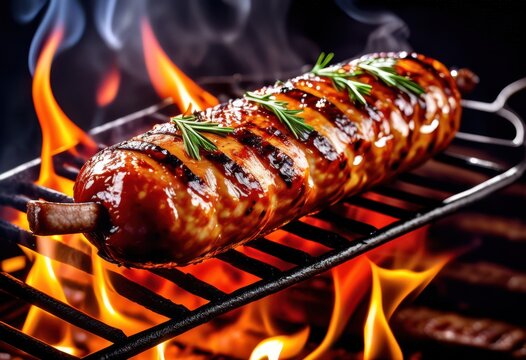 detailed view steaming hot sausage grill, barbecue, cooking, grilling, heat, meat, delicious, juicy, meal, picnic, summer, snack, tasty, appetizing, smoky