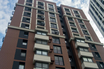 Vertical wall of a multi-story building