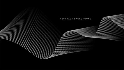 Wall Mural - Abstract glowing wave lines on black background. Dynamic wave pattern. Modern flowing wavy lines. Futuristic technology concept. Suit for banner, poster, cover, brochure, flyer, website