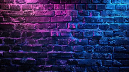 Poster - A brick wall with a blue and purple color scheme. Generate AI image