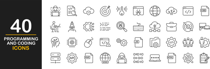 Wall Mural - programming and coding icon set. software development icon collection. contains such icons as code, 