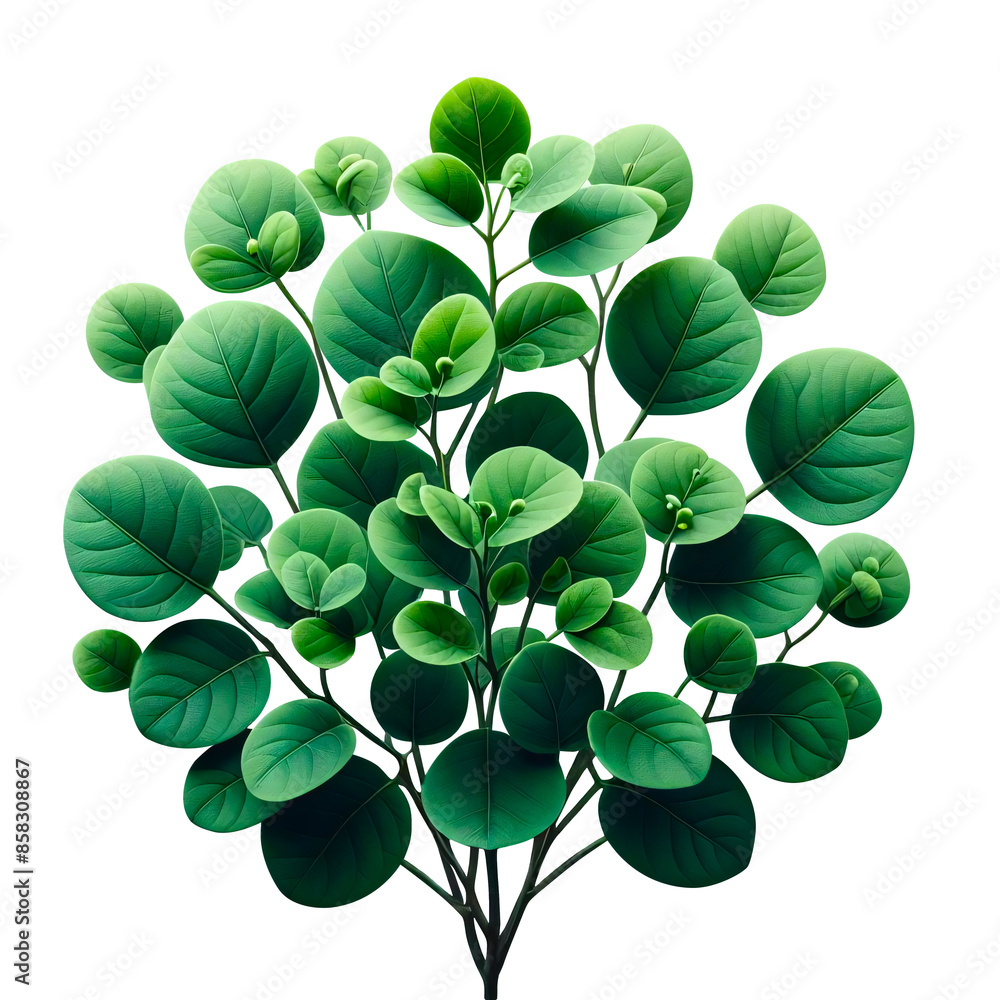 branch of green round leaves isolated on transparent background PNG ...