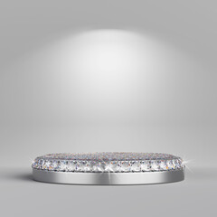 Fototapete - Empty Silver Diamond Display Stage for Product Presentation. 3d Rendering