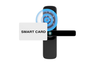 Leinwandbilder - Inteligente Biometric Smart Door Lock with Digital Keypad and Key Smart Card. 3d Rendering