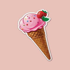 Wall Mural - ice cream illustration vector desing sticker 