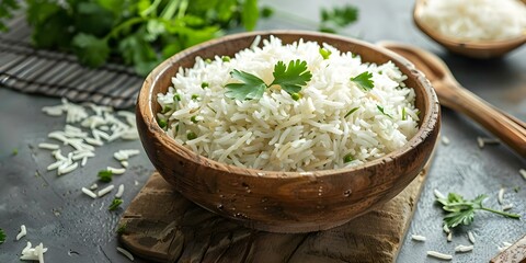 Wall Mural - Freshly cooked basmati rice in flavorful Indian biryani dish. Concept Indian Cuisine, Biryani Recipe, Basmati Rice Cooking, Flavorful Spices, Cooking Techniques