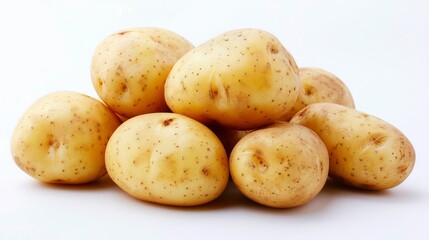 Wall Mural - Freshly Brushed and Washed White Potatoes Ready for Cooking Stock Photo