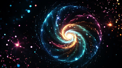 Wall Mural - generate an abstract background with a swirl of glowing particles in various sizes and colors. the l