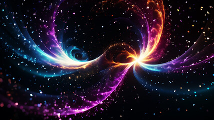 Wall Mural - generate an abstract background with a swirl of glowing particles in various sizes and colors. the l
