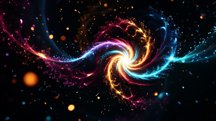 Wall Mural - generate an abstract background with a swirl of glowing particles in various sizes and colors. the l