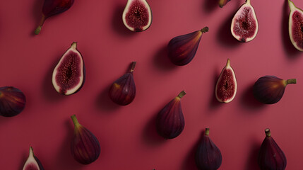 Wall Mural - Minimalist image of bright and juicy figs densely filling the frame, capturing their richness and making them look extremely appetizing. Perfect for use as a background.




