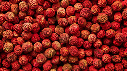 Sticker - Fresh, juicy lychees are densely packed in the frame, emphasizing their soft and sweet qualities and making them appear irresistibly appetizing.

