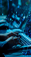 Technical support customer service concept, software engineer using laptop computer with customer support and global network, internet technology, it support, digital system service