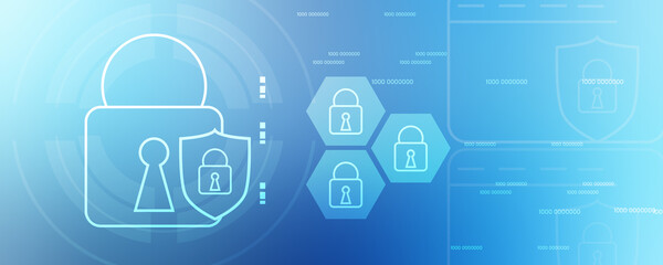 2d illustration Safety concept: Closed Padlock on digital background