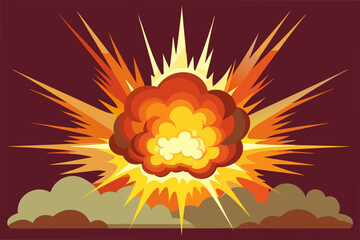 Poster - Red orange cartoon fire explosion vector dssign