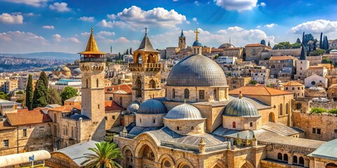Wall Mural - A stunning image of the Church of the Holy Sepulchre in Jerusalem, a historic site of pilgrimage and worship