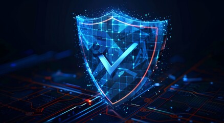 Wall Mural - cybersecurity shield with checkmark