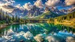 © surapong - Stunning panoramic view of a majestic mountain range and lake , breathtaking, inspiring, panoramic, majestic, landscape