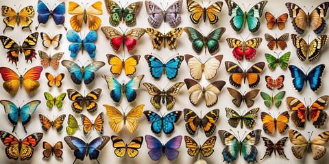 Wall Mural - Butterfly collection on background, butterflies, collection,background, insects, vibrant colors, delicate, exotic