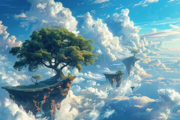 Wall Mural - Floating Islands in a Dreamy Sky