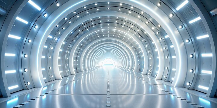 Futuristic high-tech white tunnel with glowing lights , technology, futuristic, design, innovation, modern, abstract