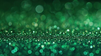 Wall Mural - Abstract green glitter background with bokeh lights