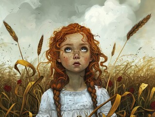 Canvas Print - girl in a field