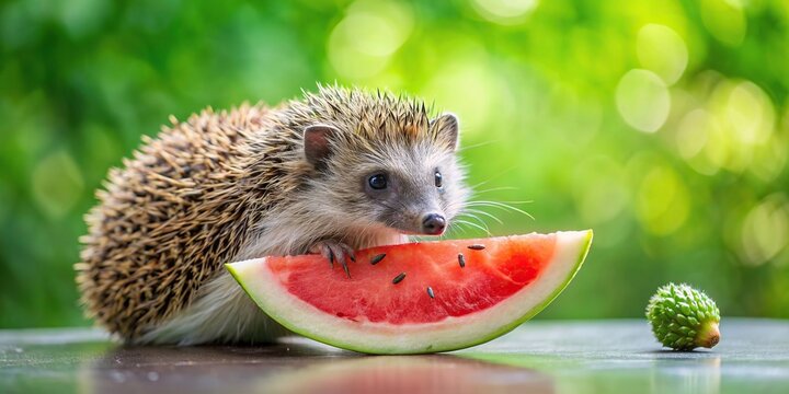 Cute hedgehog enjoying a slice of watermelon, hedgehog, watermelon, cute, animal, spiky, fruit, snack, adorable, prickly, summer
