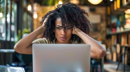 Poster - woman using laptop in cafe